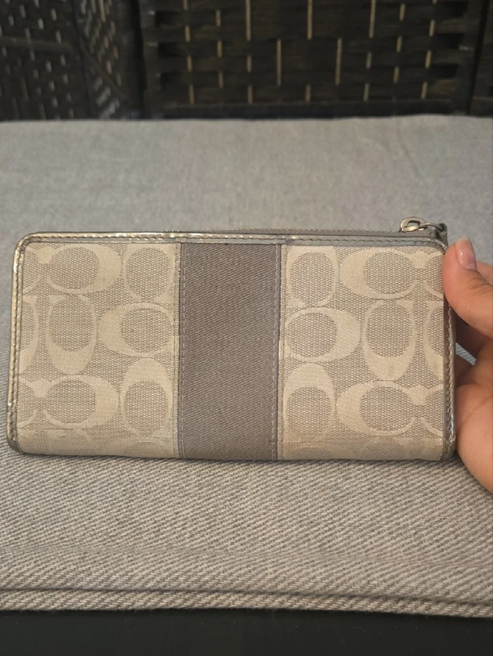 Coach Vintage Heritage Signature Stripe Accordion Zip Wallet, Y2k, Clean